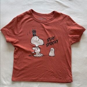 Peanuts “Stay Spooky” Kids Graphic Tee - Rust Red, Size M